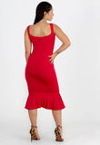 Vestido Alcinha com Babado Vermelho Midi /NR54